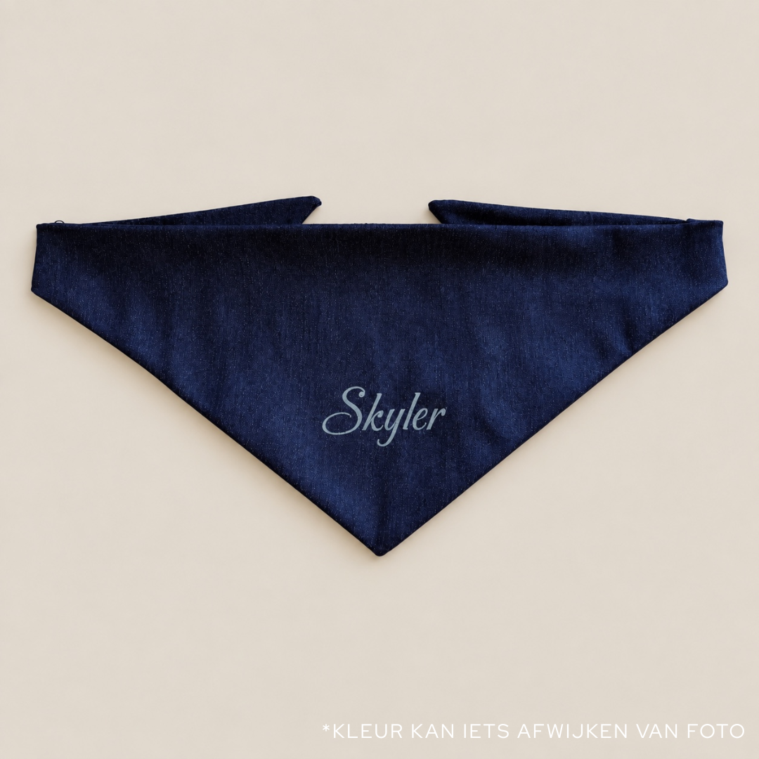 Gepersonaliseerde Denim Hondenbandana met Naam | punq