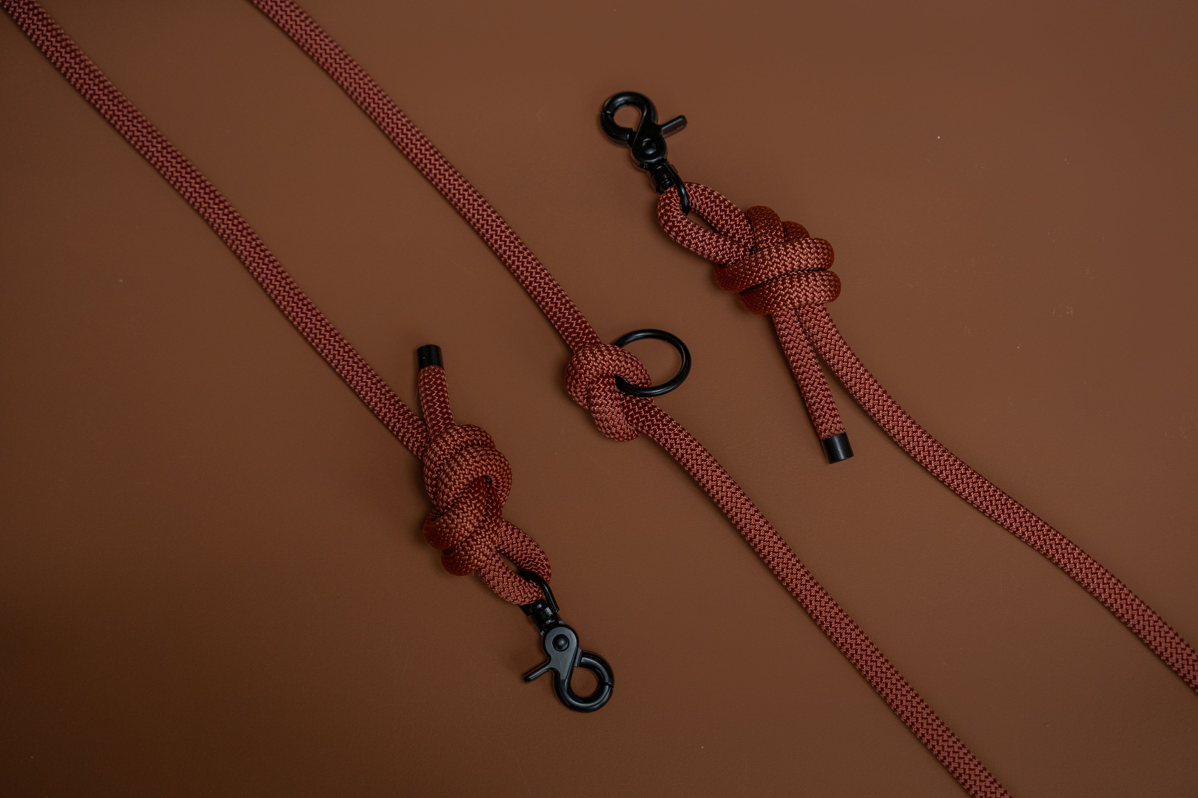 BRONZE BROWN | MULTIFUNCTIONELE HANDSFREE HONDENLIJN | 250 cm | zwarte haken