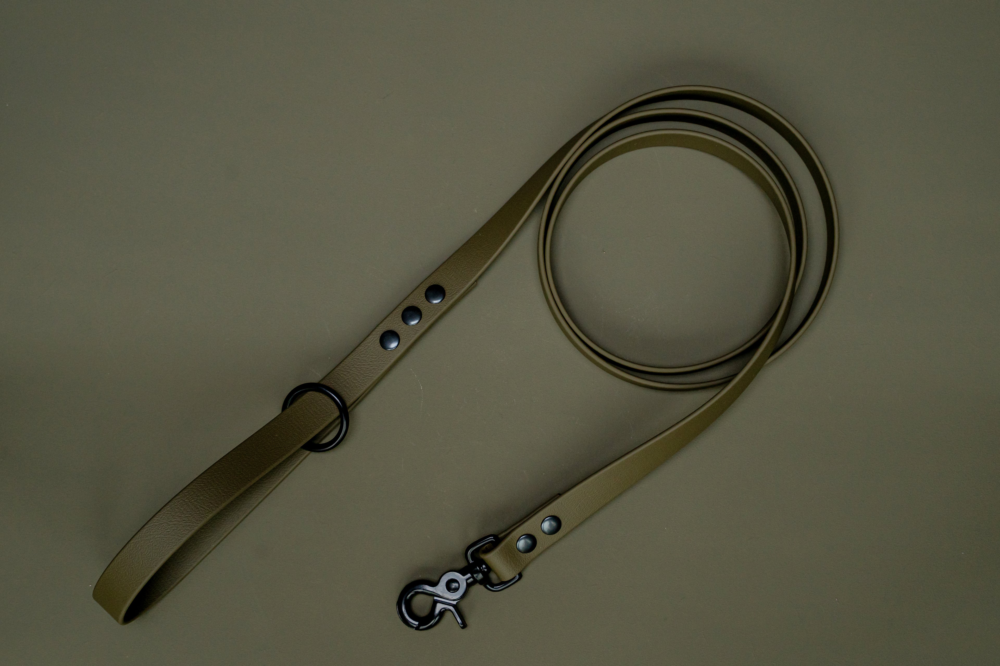 OLIVE GREEN  | HONDENRIEM 150cm | zwarte haak