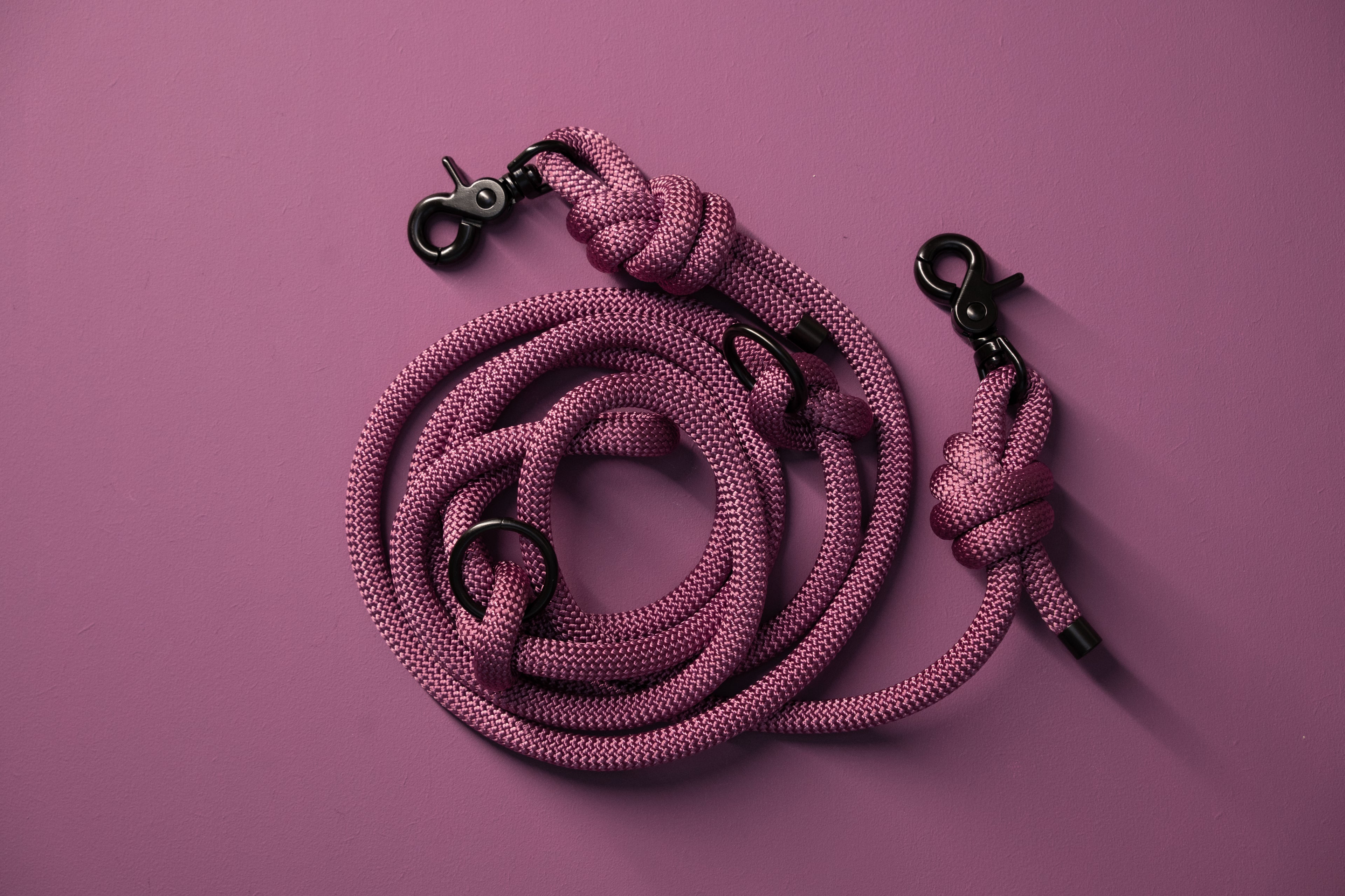 WINE RED | MULTIFUNCTIONELE HANDSFREE HONDENLIJN | 250 cm | zwarte haken